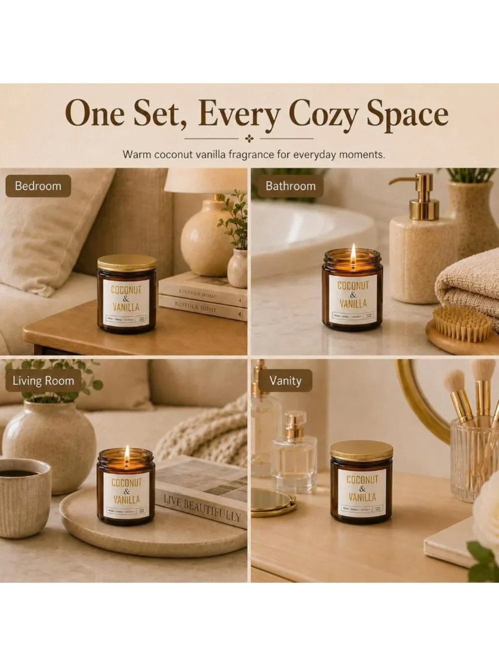 6-Pack Scented Soy Wax Candles Gift Set - Aromatherapy for Home, Living Room